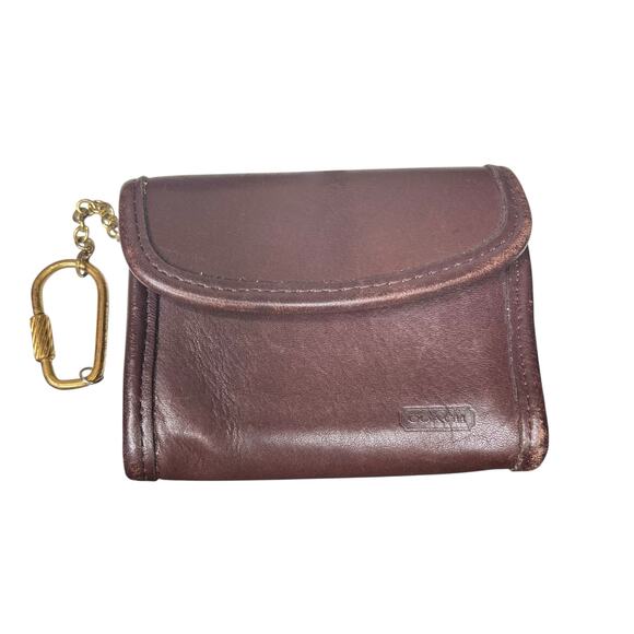 Vintage 90's Coach 7219 Multifunction Wallet Brown Mahogany Leather Coin Purse - Picture 1 of 10